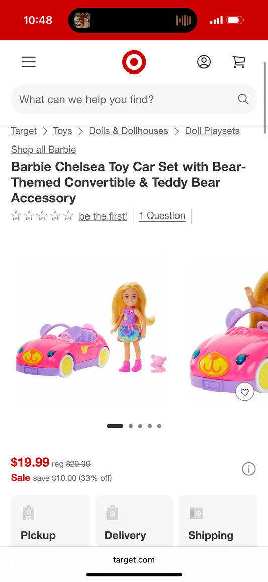 Barbie Chelsea Toy Car Set with Bear-Themed Convertible & Teddy Bear Accessory, Blonde Small Doll Wears Removable Skirt & Shoes