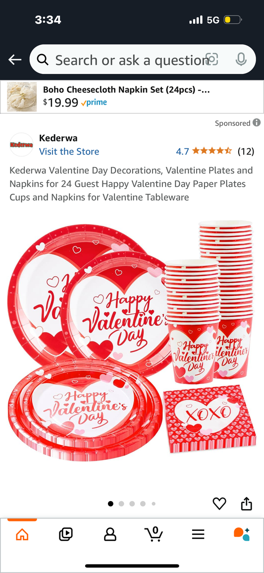Kederwa Valentine Day Decorations, Valentine Plates and Napkins for 24 Guest Happy Valentine Day Paper Plates Cups and Napkins for Valentine Tableware