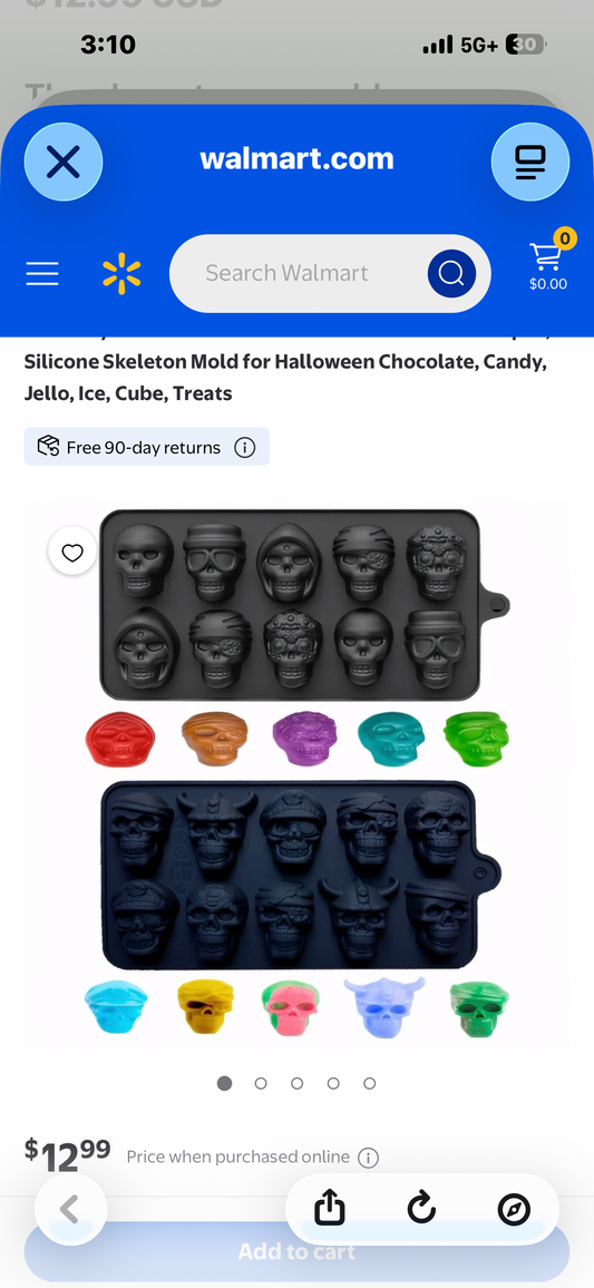 Silicone Skull Mold with 10 Different Shapes, Silicone Skeleton Mold for Halloween Chocolate, Candy, Jello, Ice, Cube, Treats