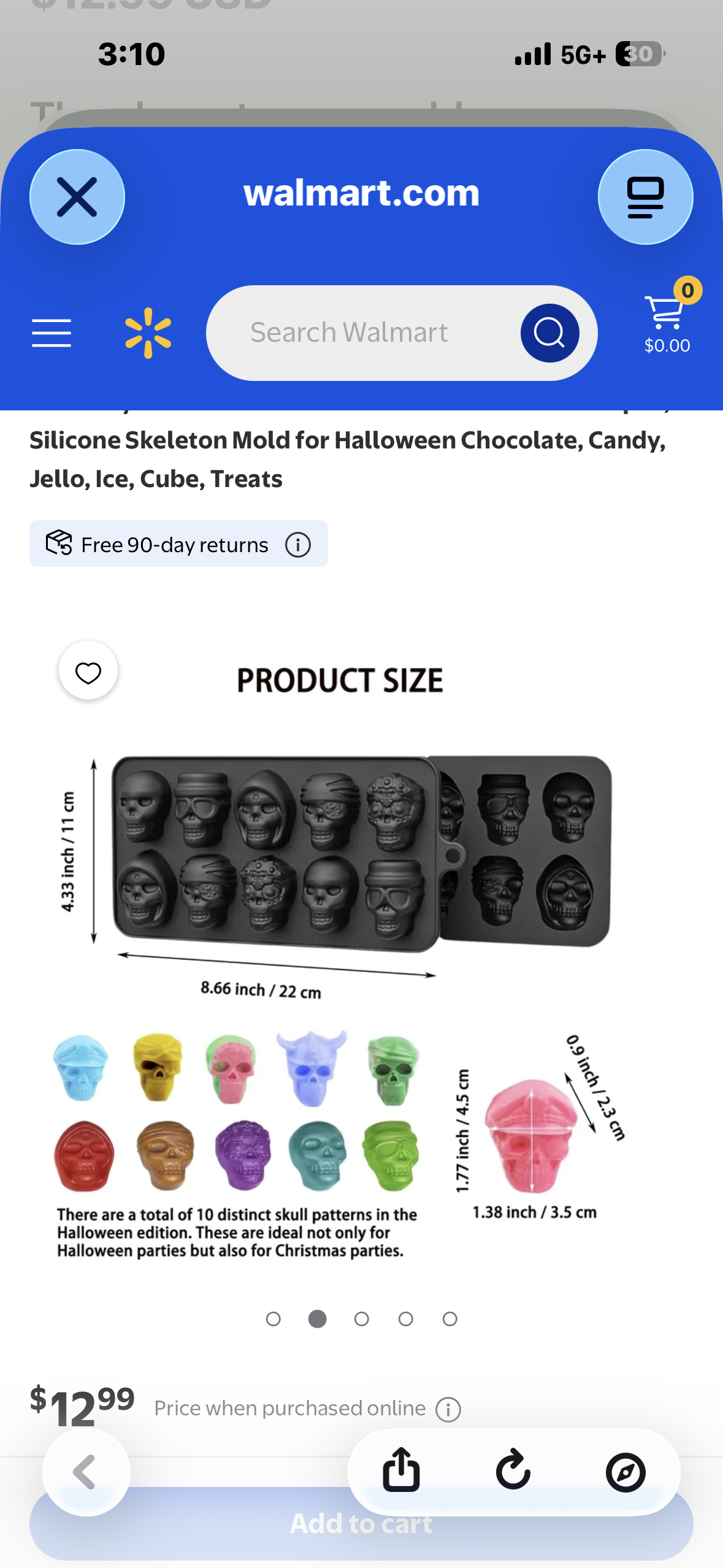 Silicone Skull Mold with 10 Different Shapes, Silicone Skeleton Mold for Halloween Chocolate, Candy, Jello, Ice, Cube, Treats