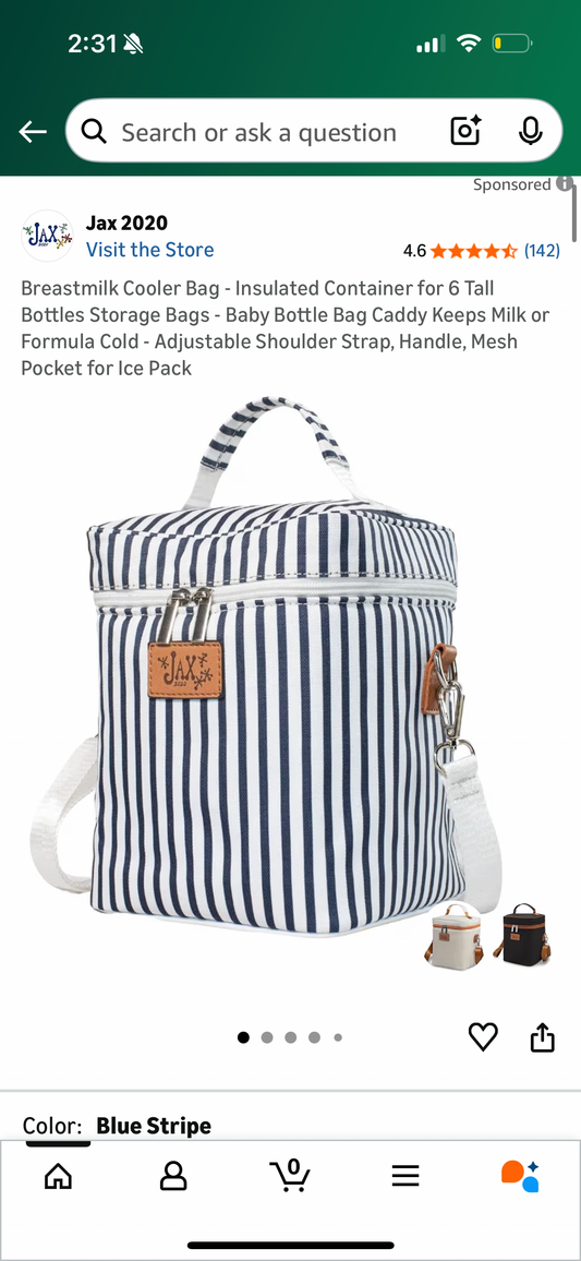 Breastmilk Cooler Bag - Insulated Container for 6 Tall Bottles Storage Bags - Baby Bottle Bag Caddy Keeps Milk or Formula Cold - Adjustable Shoulder Strap, Handle, Mesh Pocket for Ice Pack