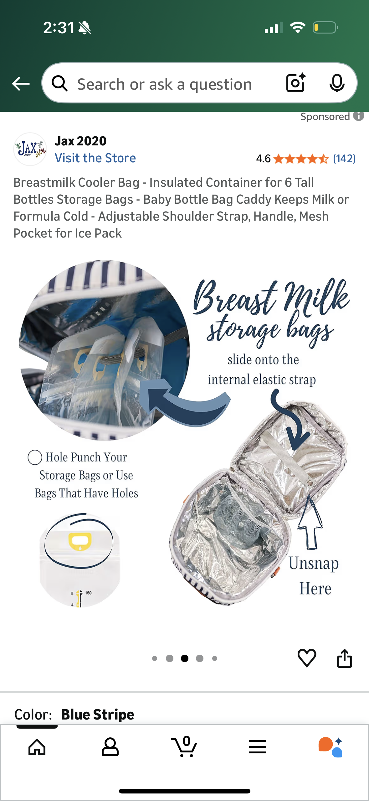 Breastmilk Cooler Bag - Insulated Container for 6 Tall Bottles Storage Bags - Baby Bottle Bag Caddy Keeps Milk or Formula Cold - Adjustable Shoulder Strap, Handle, Mesh Pocket for Ice Pack