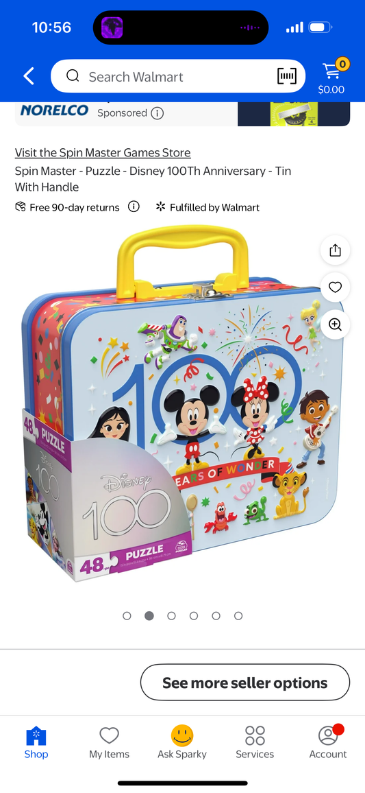 Disney100 Anniversary, 48-Piece Jigsaw Puzzle in Metal Tin Handle Lunch Box, Puzzles for Kids Ages 4-8, Disney Toys for Adults & Kids Ages 4 and up