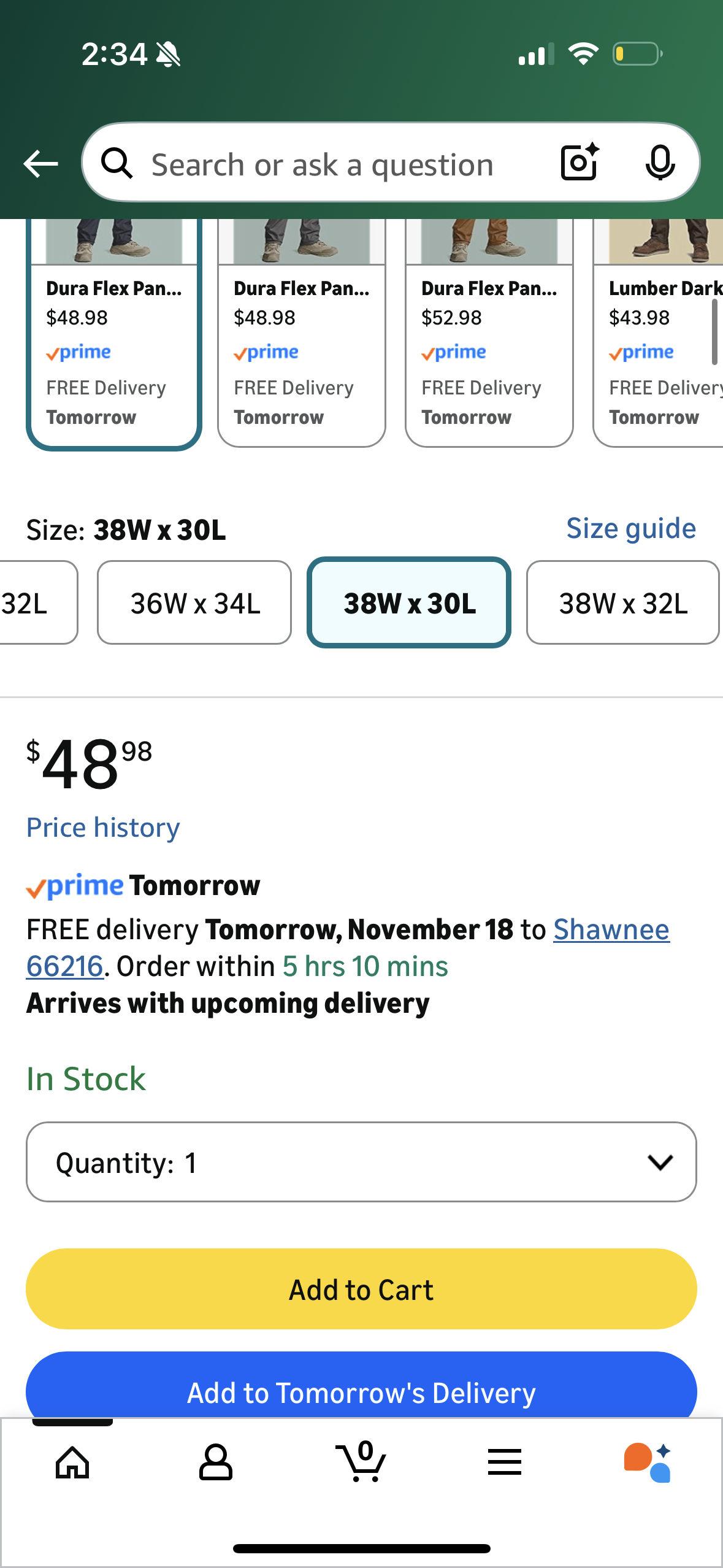 Men's Quick Dry Work Pants, Water Resistant Outdoor Tactical Pants, Lightweight Stretch Cargo Hiking Pants (Size 38W x 30L)