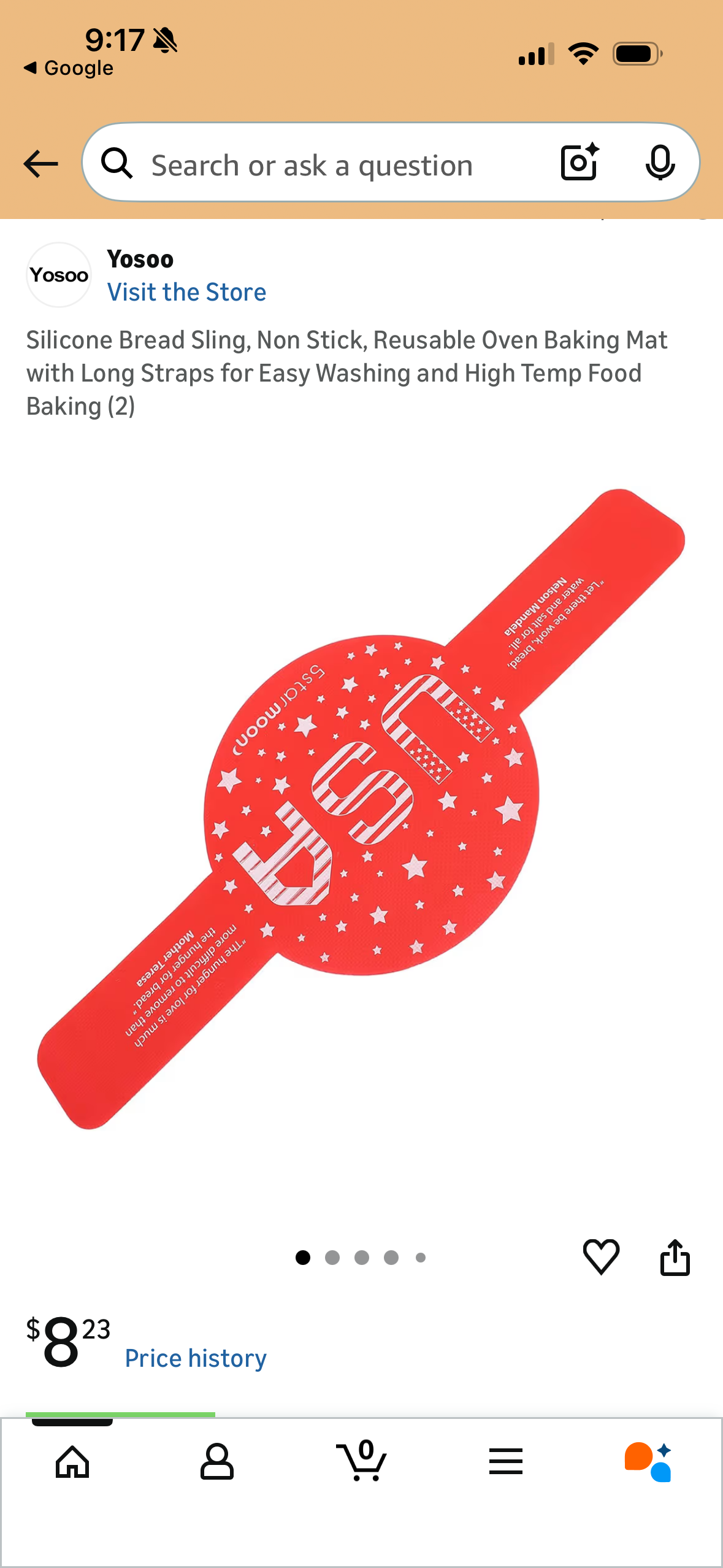 Silicone Bread Sling, Non Stick, Reusable Oven Baking Mat with Long Straps for Easy Washing and High Temp Food Baking, Blue