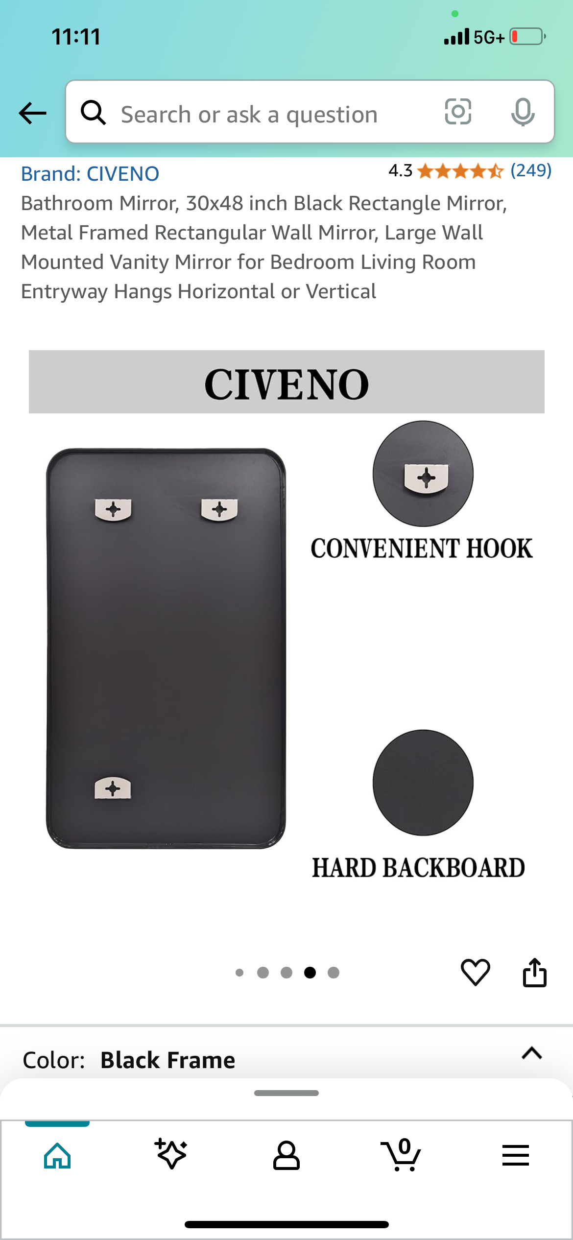 New - Rectangular Black Mirror 30" x 48" (M310)