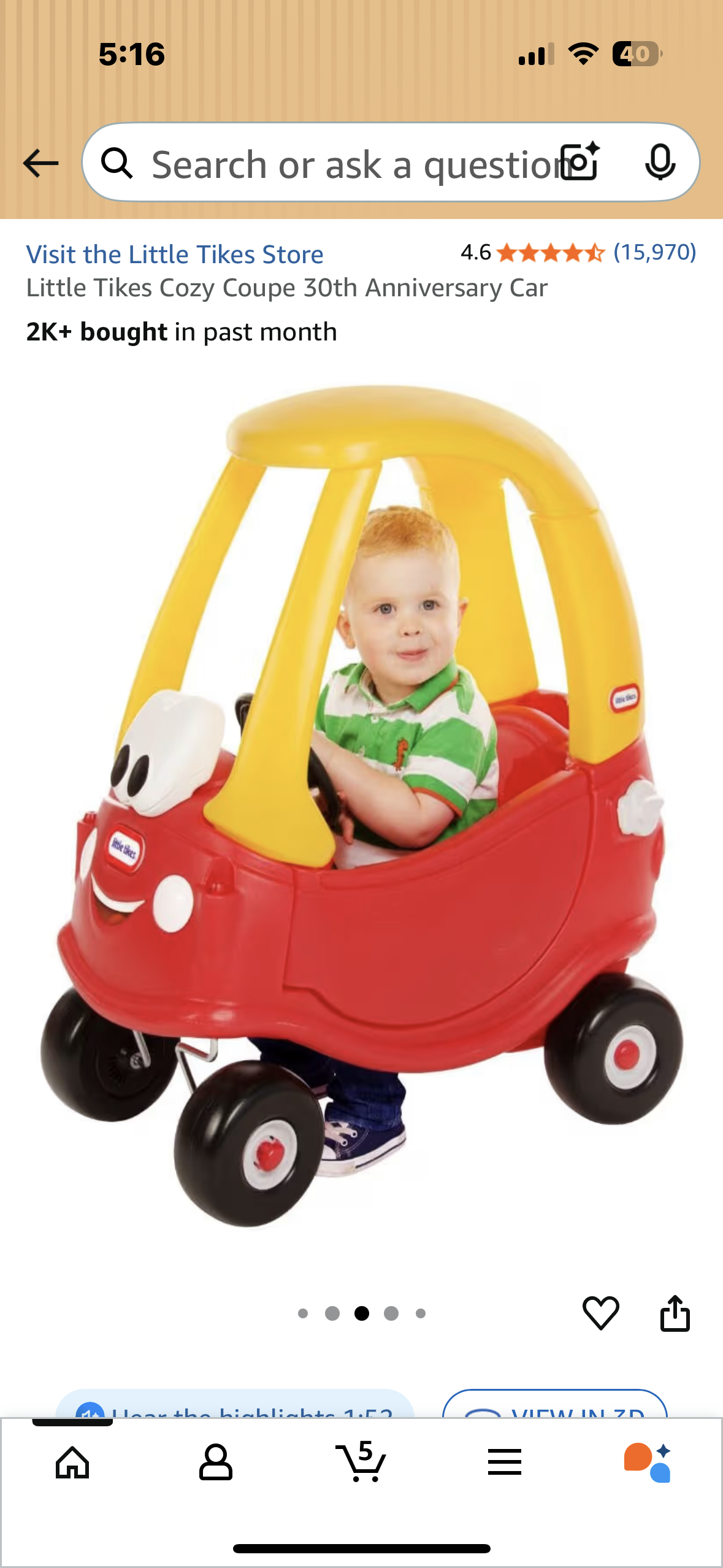 Little Tikes Cozy Coupe 30th Anniversary Car (R714)