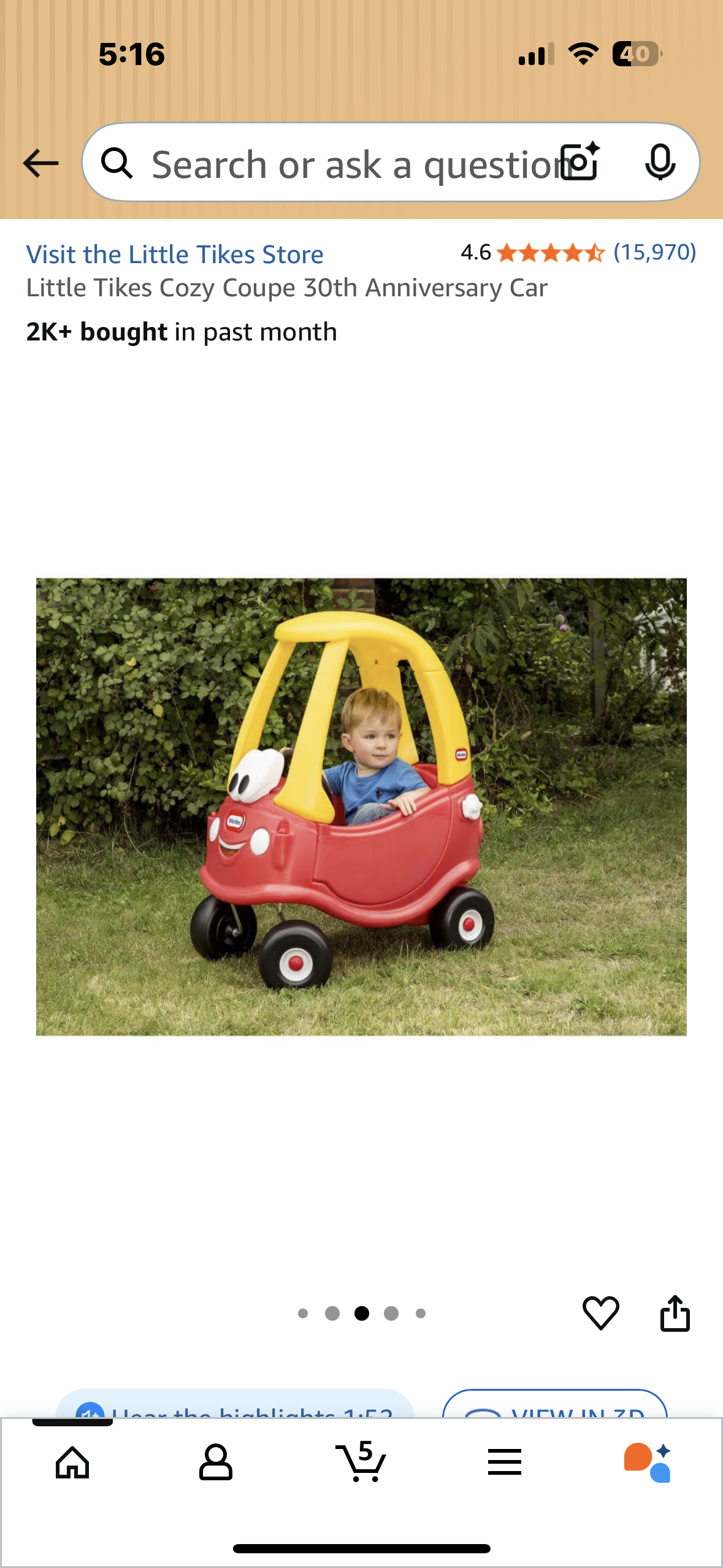 Little Tikes Cozy Coupe 30th Anniversary Car (R714)