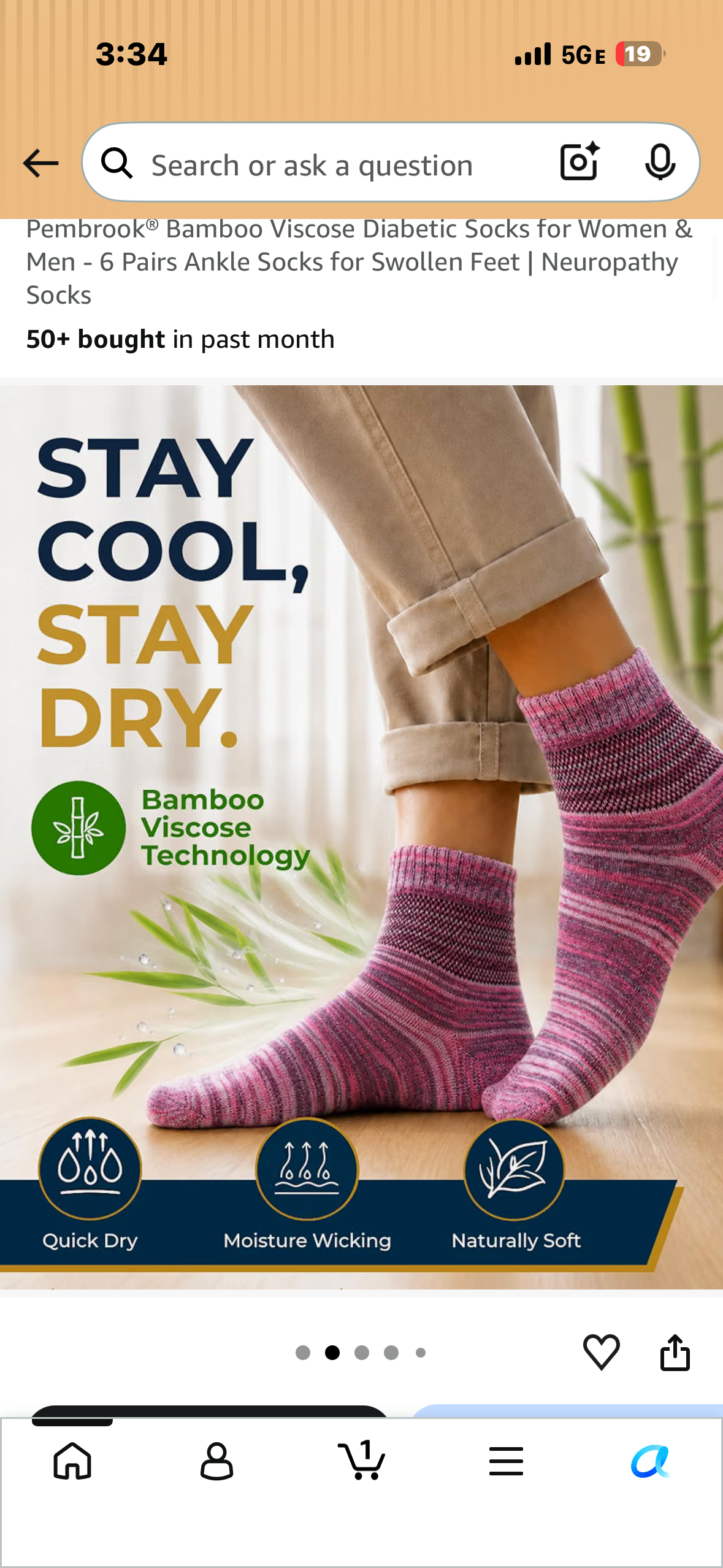 Pembrook® Bamboo Viscose Diabetic Socks for Women & Men - 6 Pairs Ankle Socks for Swollen Feet | Neuropathy Socks (Size Medium)