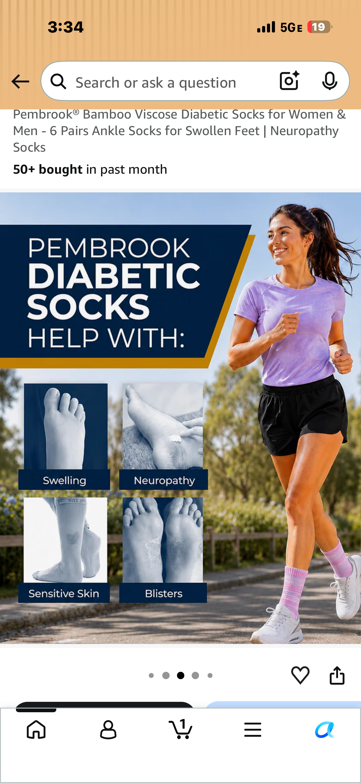 Pembrook® Bamboo Viscose Diabetic Socks for Women & Men - 6 Pairs Ankle Socks for Swollen Feet | Neuropathy Socks (Size Medium)