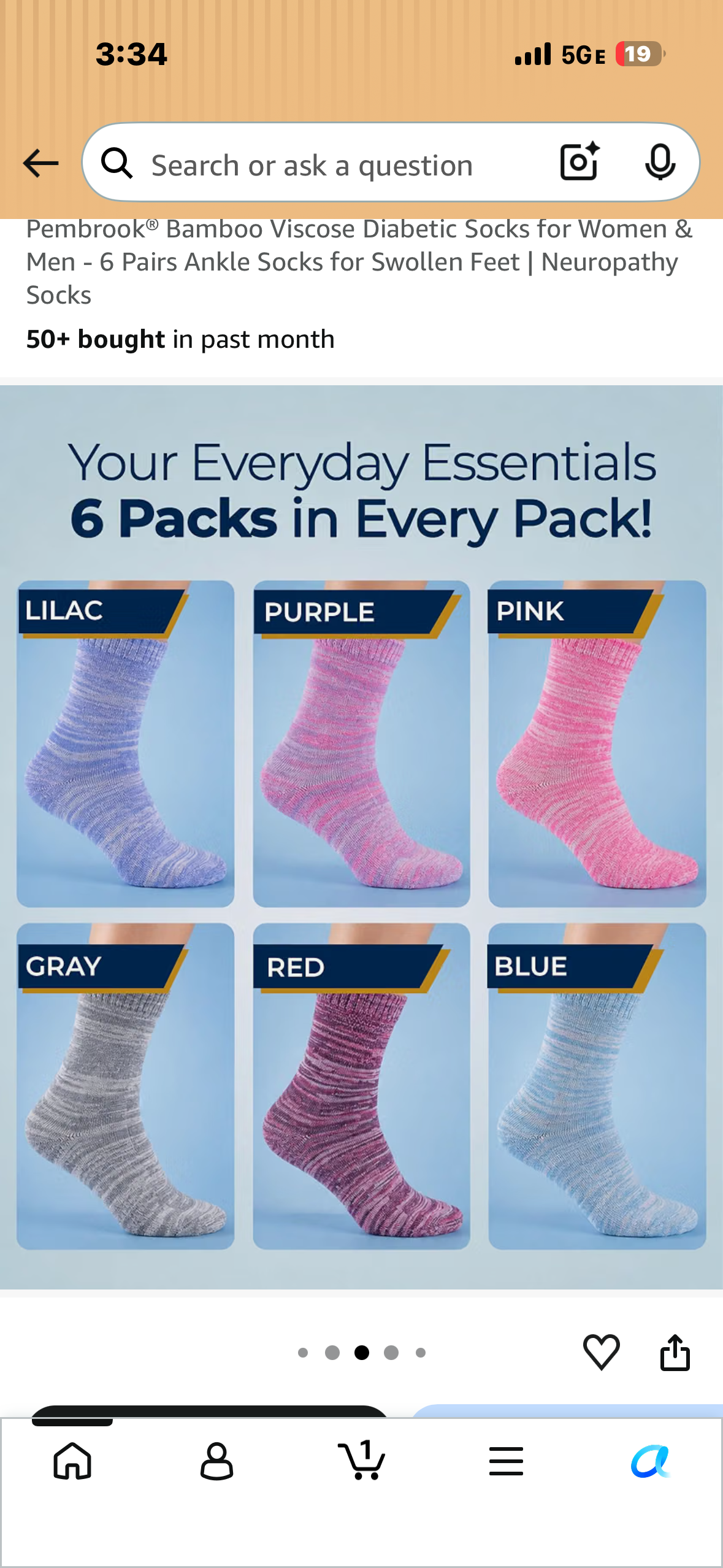 Pembrook® Bamboo Viscose Diabetic Socks for Women & Men - 6 Pairs Ankle Socks for Swollen Feet | Neuropathy Socks (Size Medium)