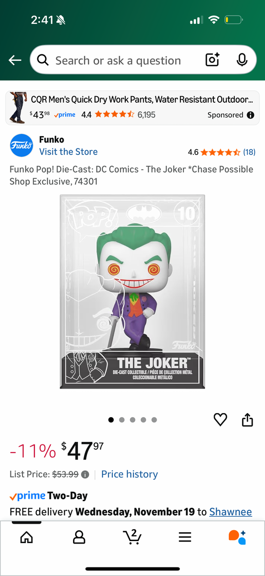 Funko Pop! Die-Cast: DC Comics - The Joker *Chase Possible Shop Exclusive, 74301