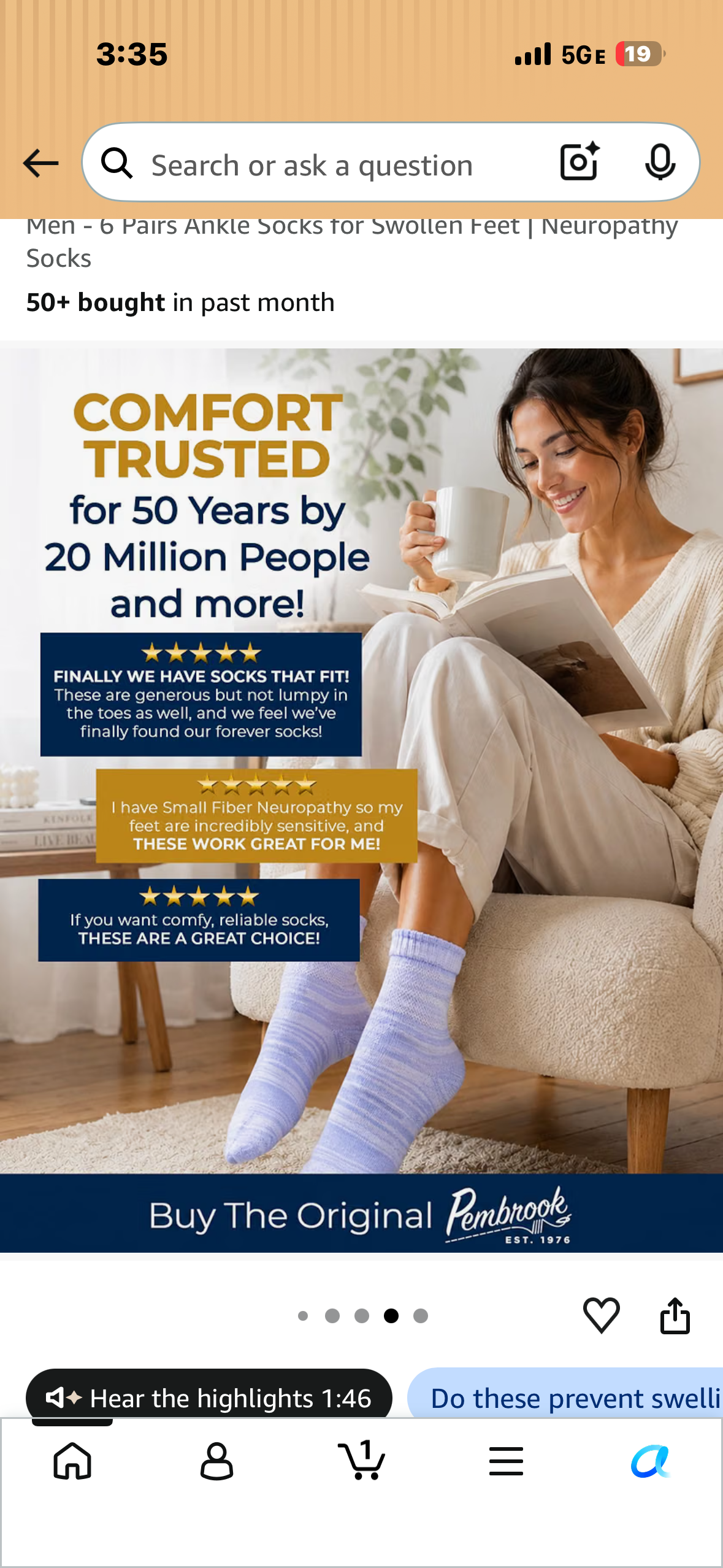 Pembrook® Bamboo Viscose Diabetic Socks for Women & Men - 6 Pairs Ankle Socks for Swollen Feet | Neuropathy Socks (Size Medium)