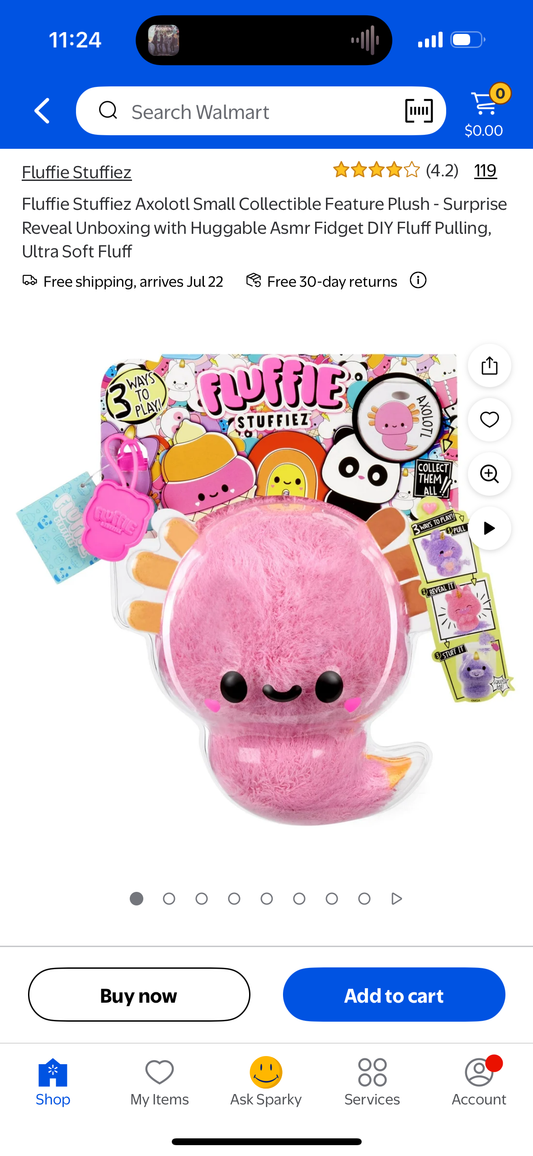 Fluffie Stuffiez Axolotl Small Collectible Feature Plush - Surprise Reveal Unboxing with Huggable Asmr Fidget DIY Fluff Pulling, Ultra Soft Fluff