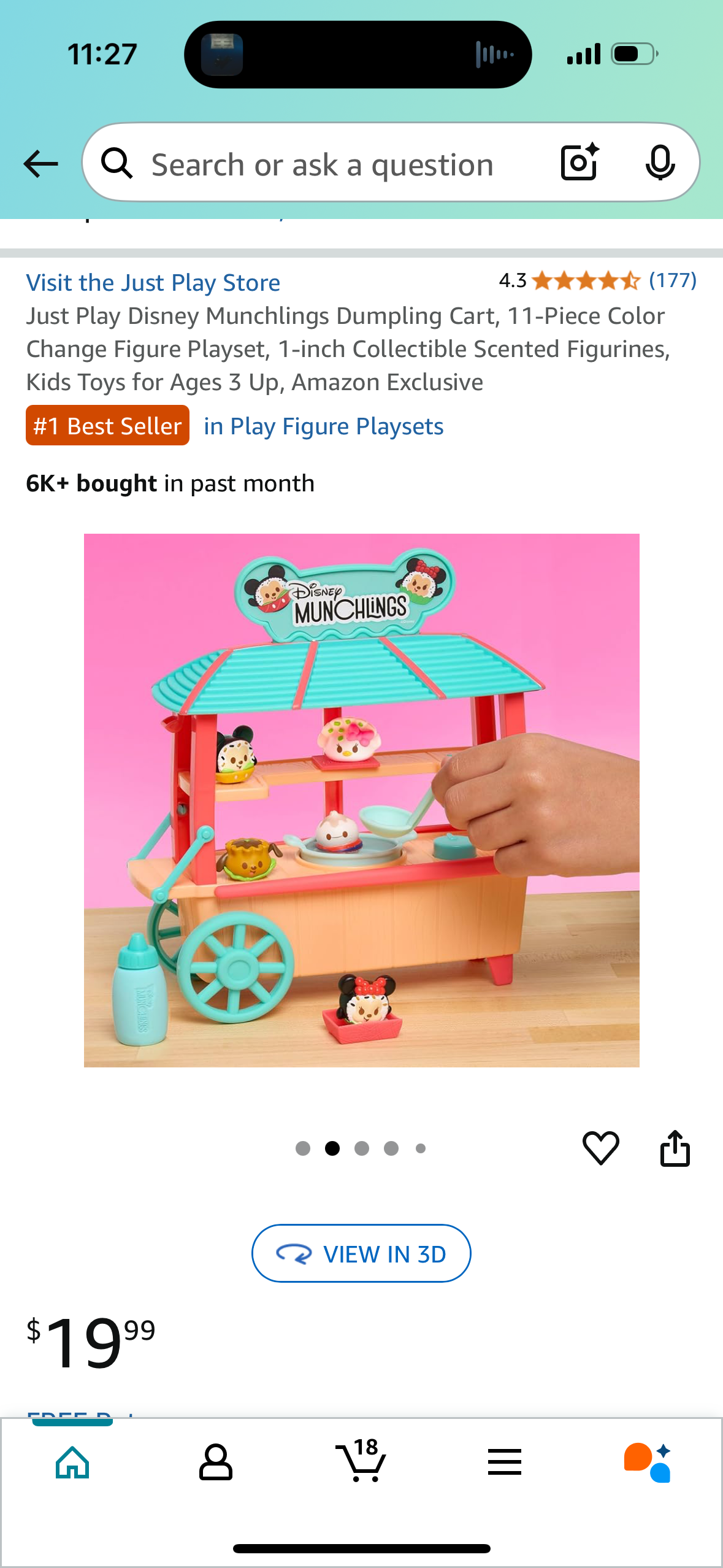 Just Play Disney Munchlings Dumpling Cart, 11-Piece Color Change Figure Playset, 1-inch Collectible Scented Figurines, Kids Toys for Ages 3 Up, Amazon Exclusive