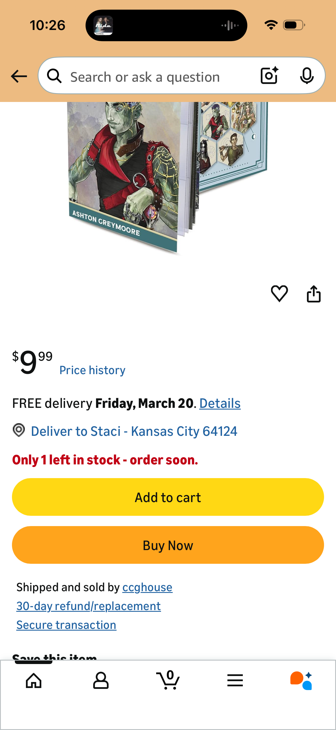 Ultra Pro - Critical Role RPG Folio W/Stickers Ft. (Ashton Greymoore) Comes with Two 9-Pocket Pages for Standard Size Cards Ultimate Protection, Organize & store Notes, Character Sheets,
