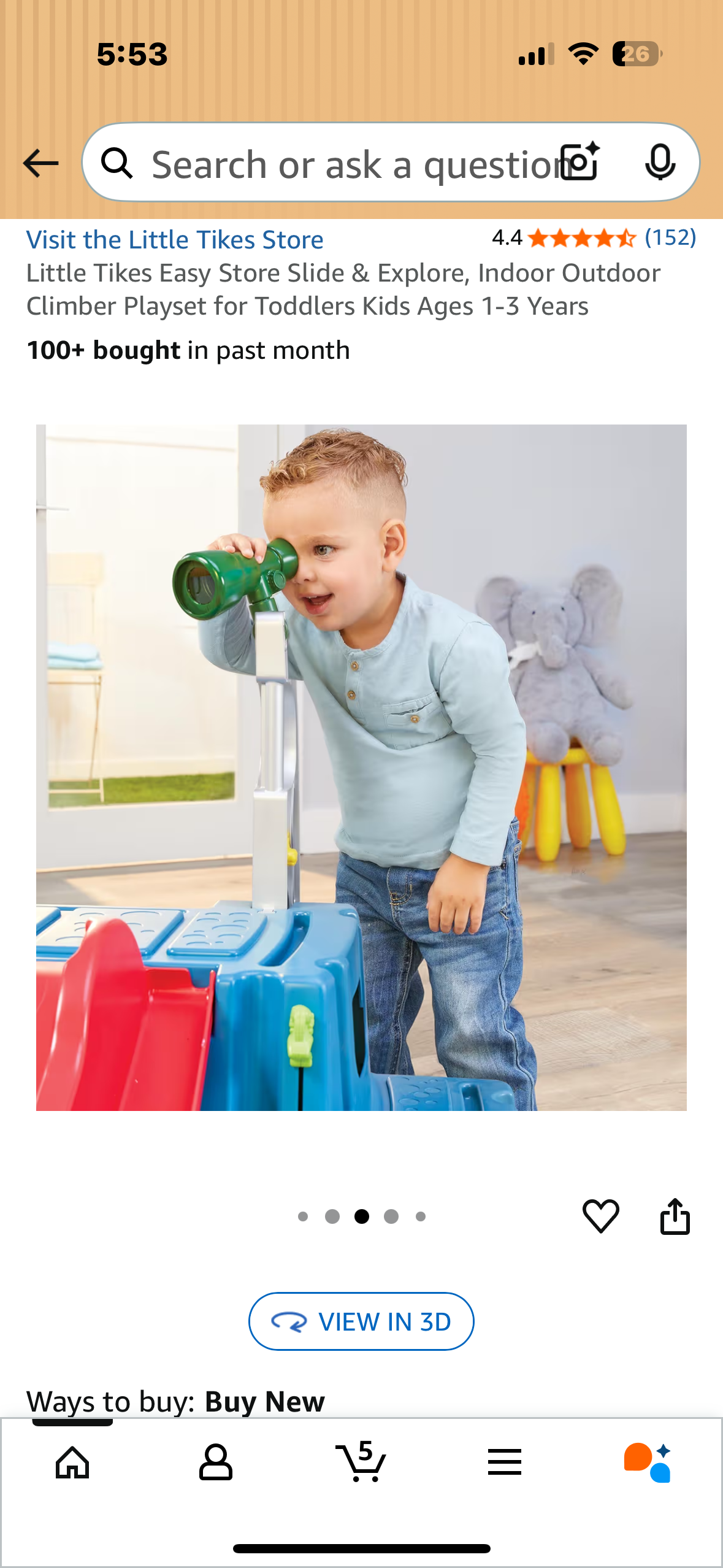 Little Tikes Easy Store Slide & Explore, Indoor Outdoor Climber Playset for Toddlers Kids Ages 1-3 Years (R715)