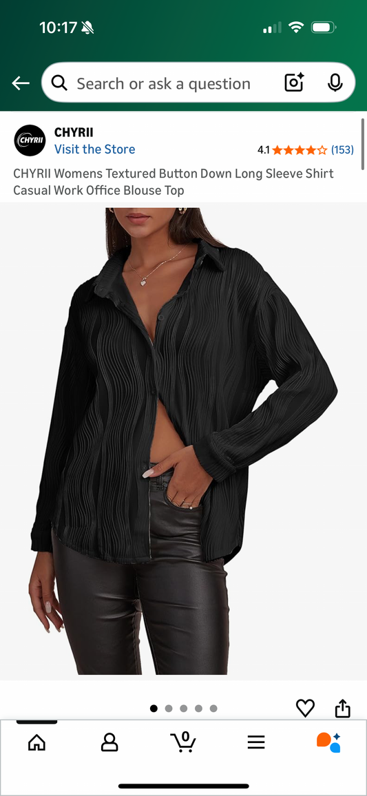 Women’s Textured Button Down Long Sleeve Shirt (Size X-Large)