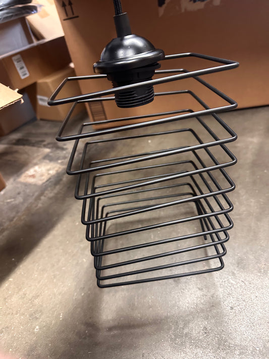 FURNISHING E26 Kitchen Island Black Pendant Light Farmhouse Mini Hanging Light Industrial Metal Square Pendant Lamp Vintage Ceiling Light for Dinning Room Hallway