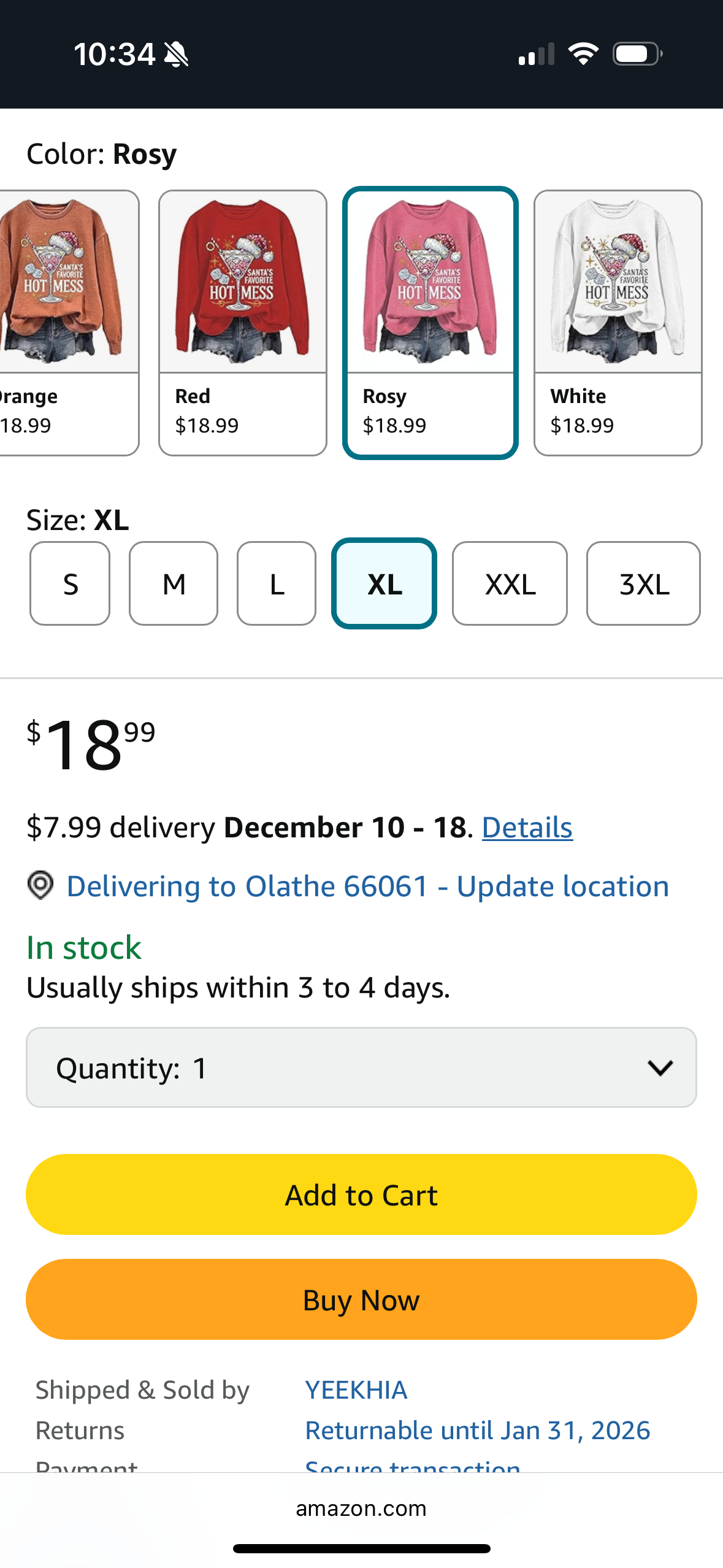 Santa's Favorite Hot Mess Sweatshirt (Size X-Large)