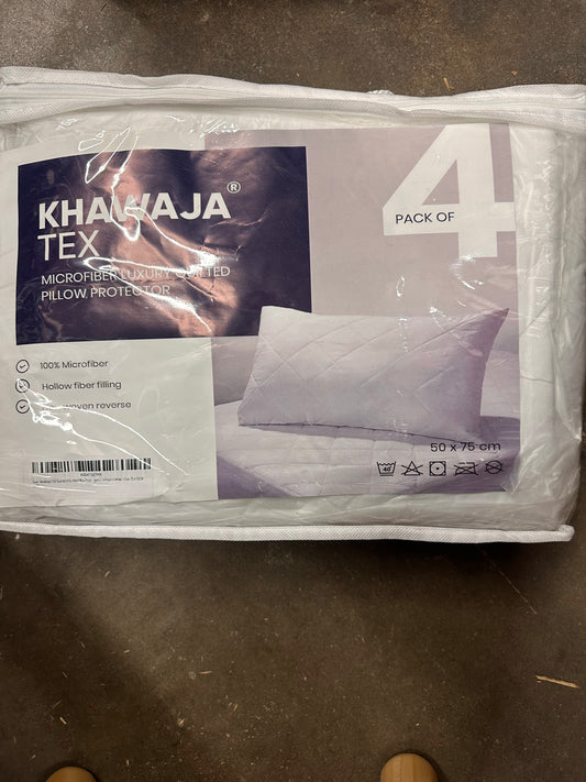 TEX Standard Quilted Pillow Protectors | Pillow Shams or Covers | Soft Polycotton | Absorbs Sweat & Moisture | 100% Machine Washable & Hypoallergenic | 4-Pack in White | Size: 75 X 50CM (LxW)