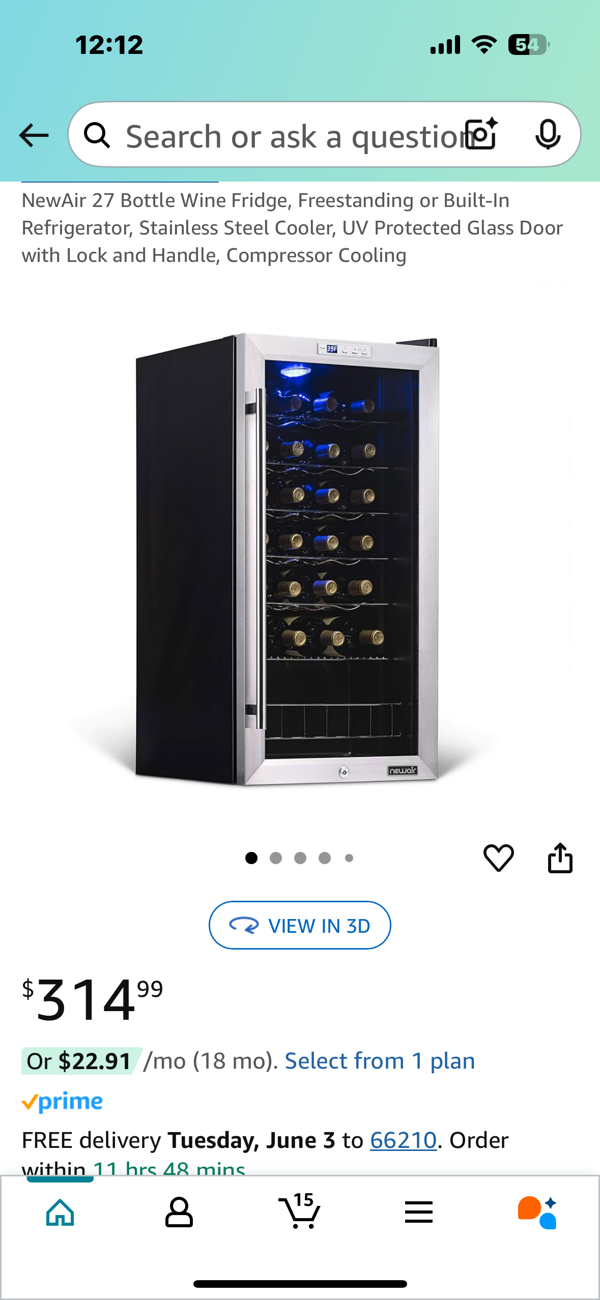 New - NewAir 27 Bottle Wine Fridge with Lock (R524)