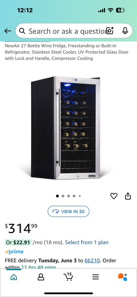 New - NewAir 27 Bottle Wine Fridge with Lock (R524)