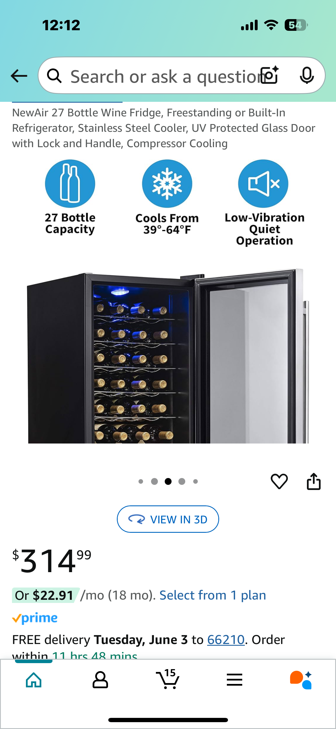 New - NewAir 27 Bottle Wine Fridge with Lock (R524)