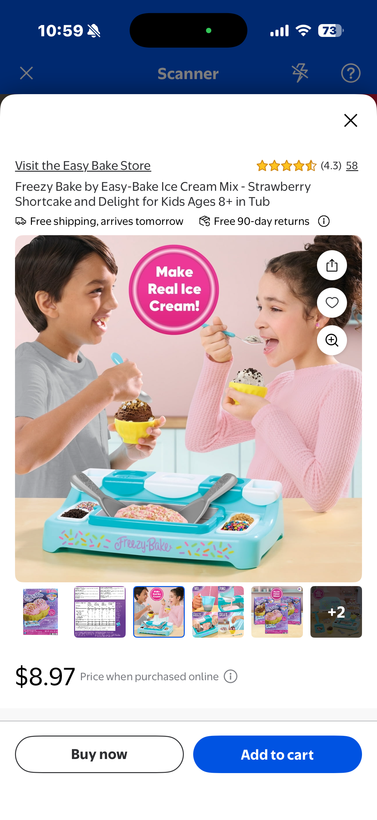 Freezy Bake by Easy-Bake Ice Cream Mix - Strawberry Shortcake and Delight for Kids Ages 8+ in Tub