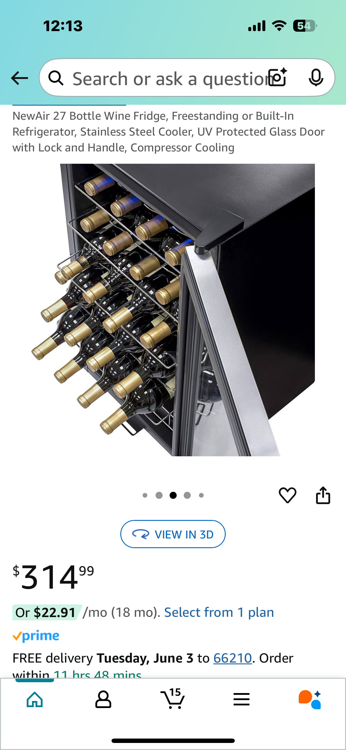 New - NewAir 27 Bottle Wine Fridge with Lock (R524)