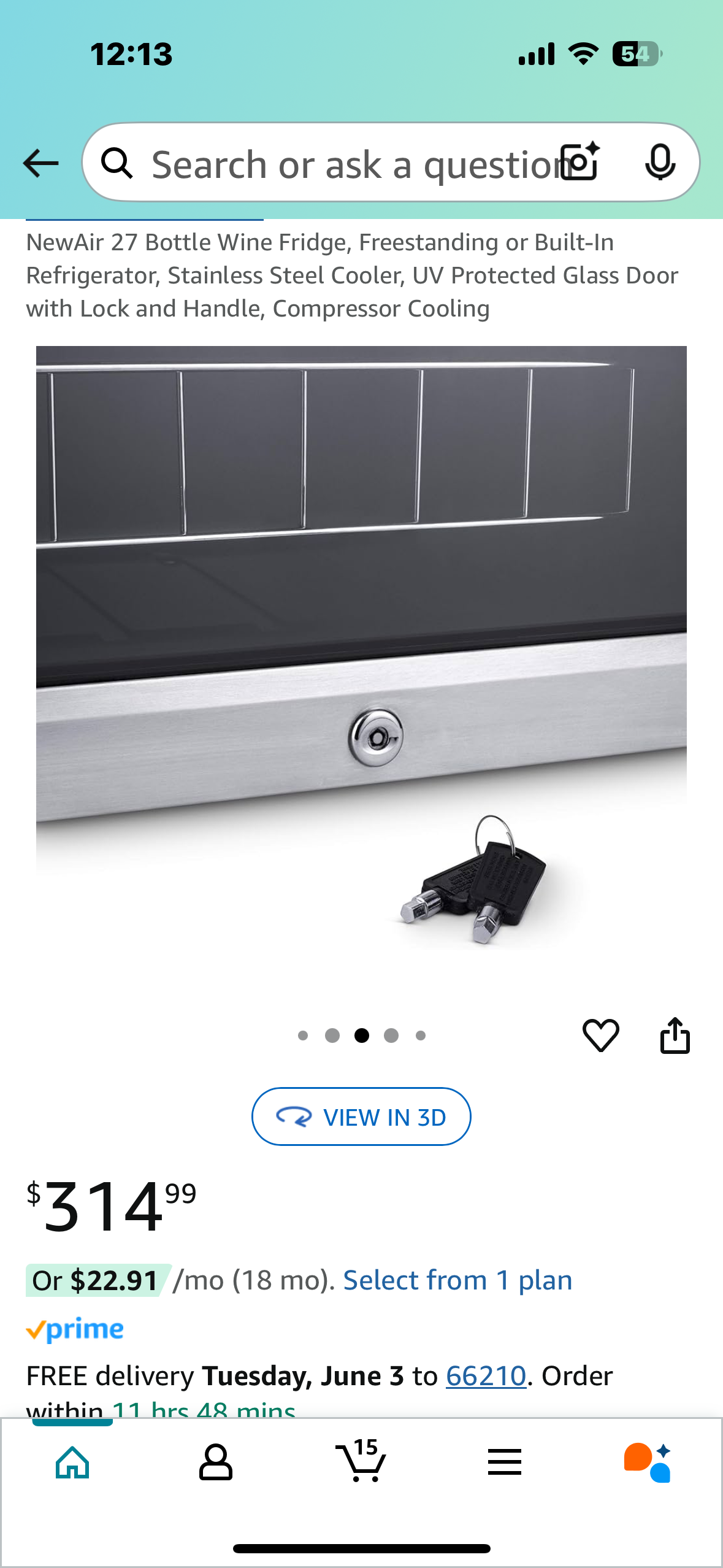 New - NewAir 27 Bottle Wine Fridge with Lock (R524)