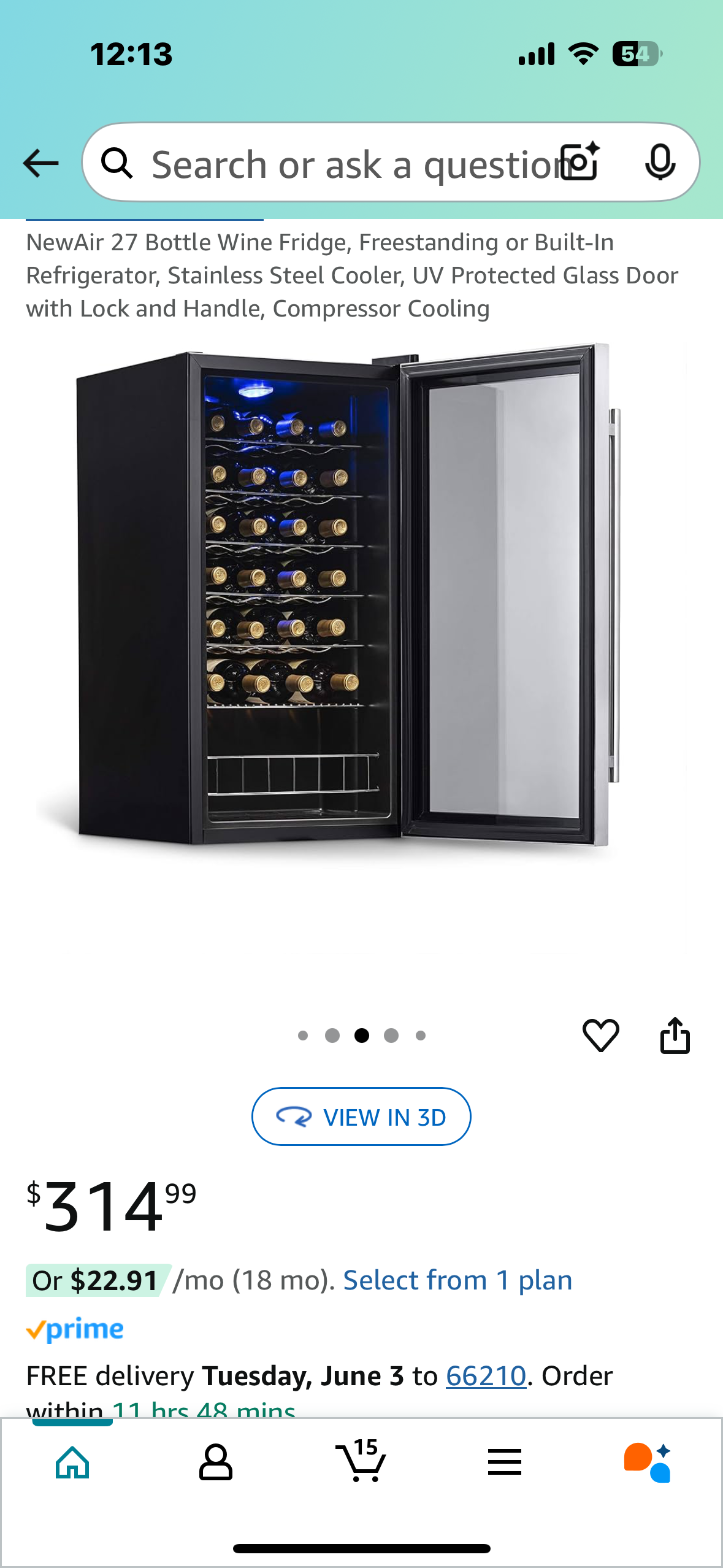 New - NewAir 27 Bottle Wine Fridge with Lock (R524)