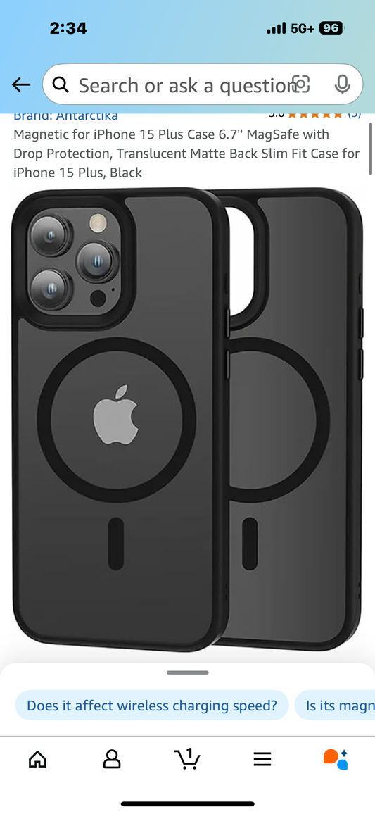 Magnetic for iPhone 15 Plus Case 6.7'' MagSafe with Drop Protection, Translucent Matte Back Slim Fit Case for iPhone 15 Plus, Black