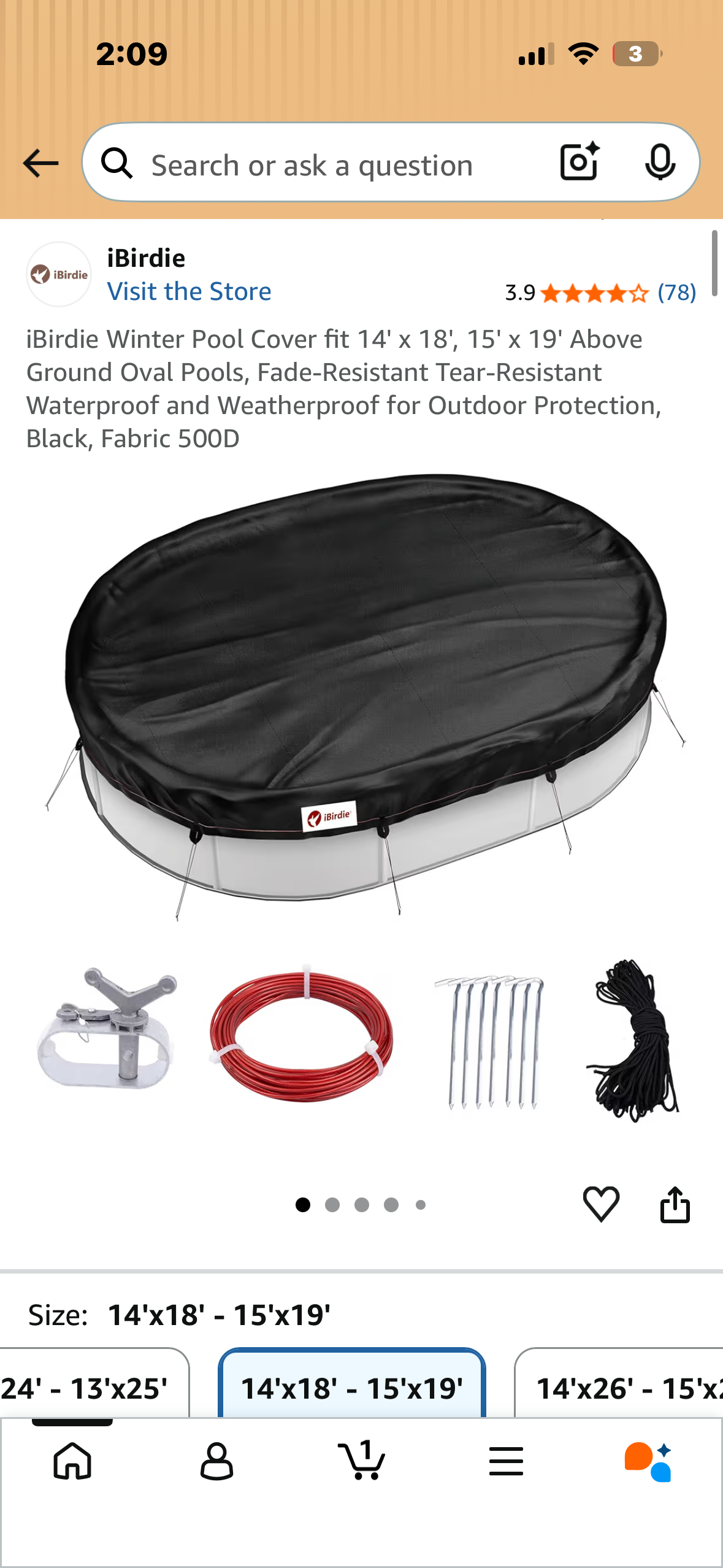 ¡Birdie Winter Pool Cover for Above Ground Oval Pools, Fade-Resistant Tear Resistant Waterproof and Weatherproof, 500D Fabric