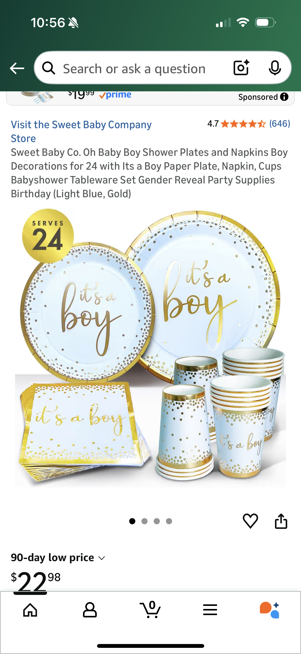 Sweet Baby Co. Oh Baby Boy Shower Plates and Napkins Boy Decorations for 24 with Its a Boy Paper Plate, Napkin, Cups Babyshower Tableware Set Gender Reveal Party Supplies Birthday (Light Blue, Gold)