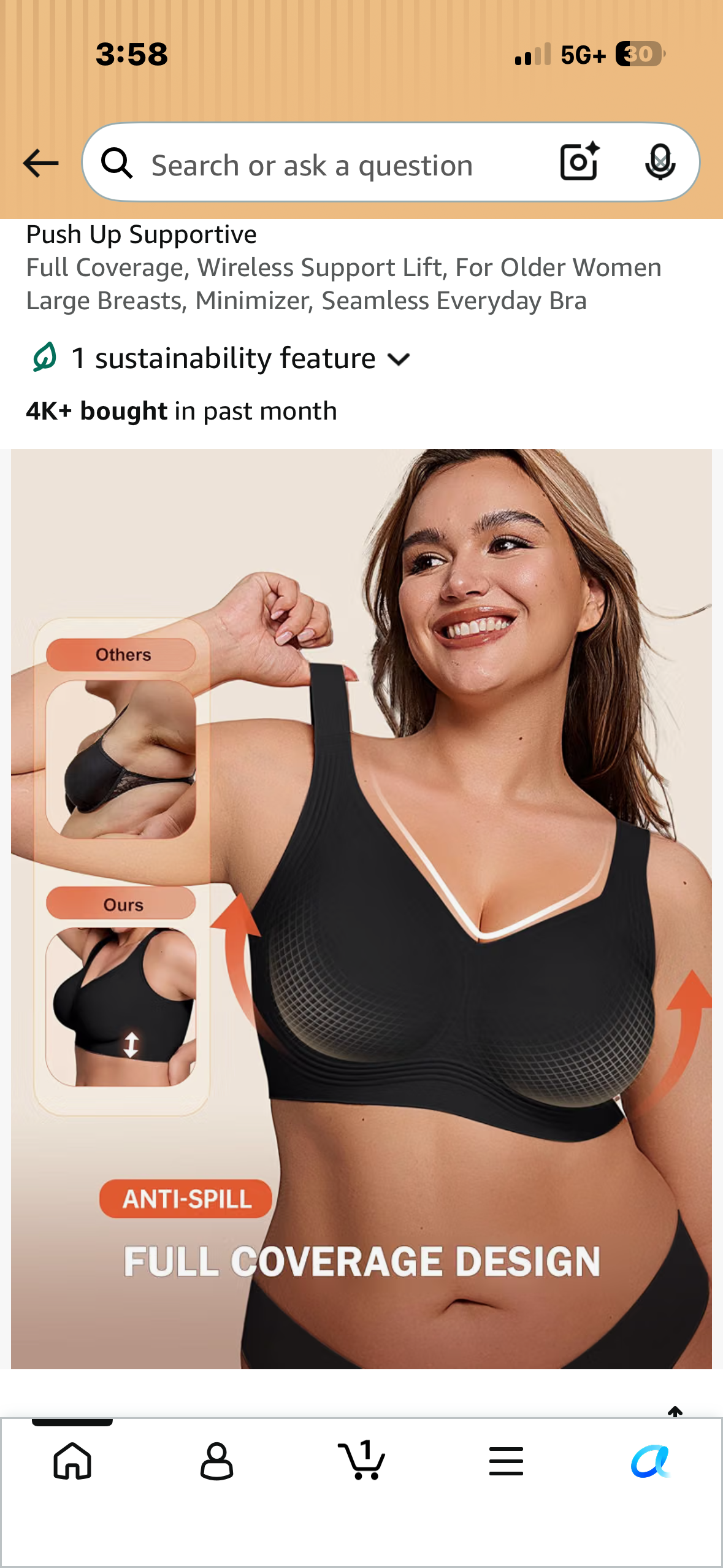 BUMXUZUN Wireless Bras for Women No Underwire Seamless Bra Full Coverage U Neck Push Up Sports Bra (Large)