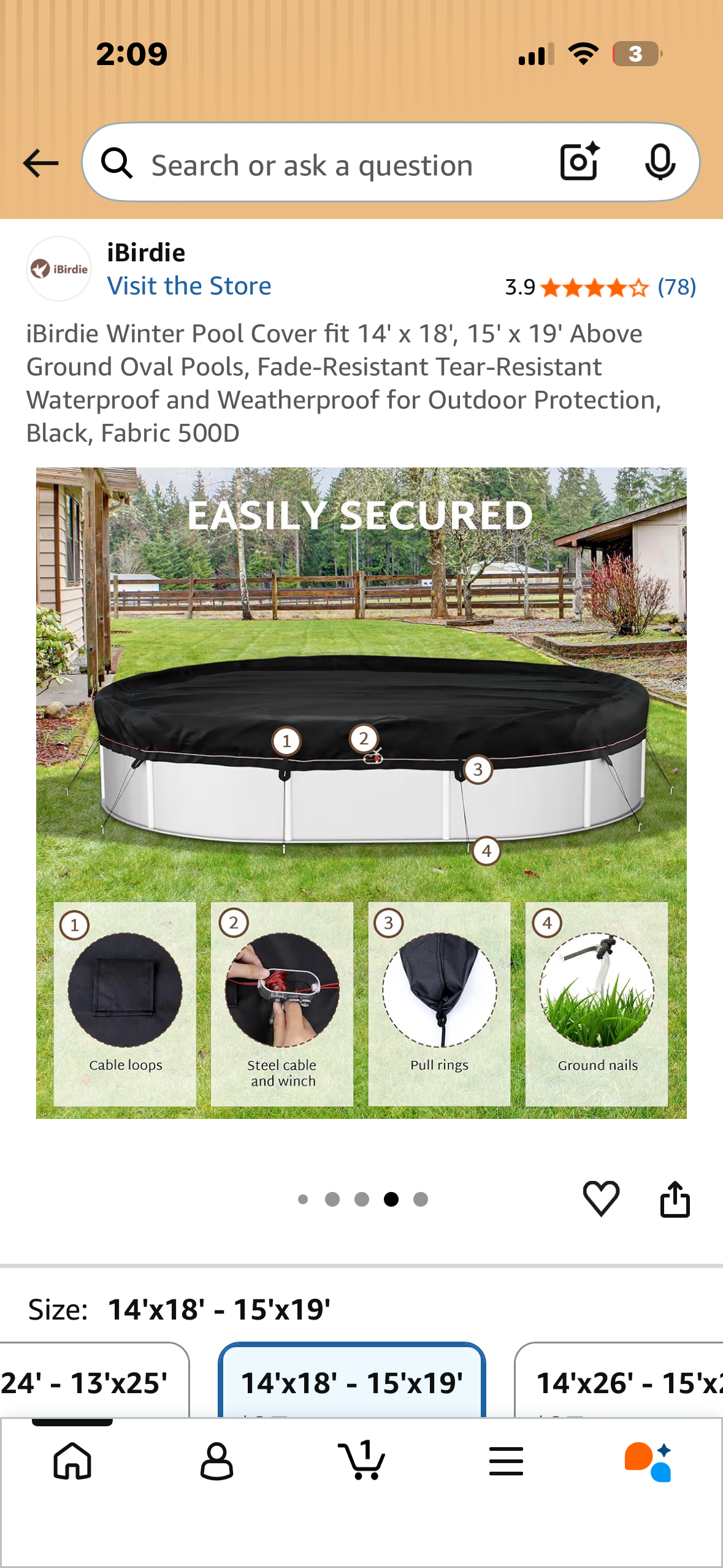 ¡Birdie Winter Pool Cover for Above Ground Oval Pools, Fade-Resistant Tear Resistant Waterproof and Weatherproof, 500D Fabric