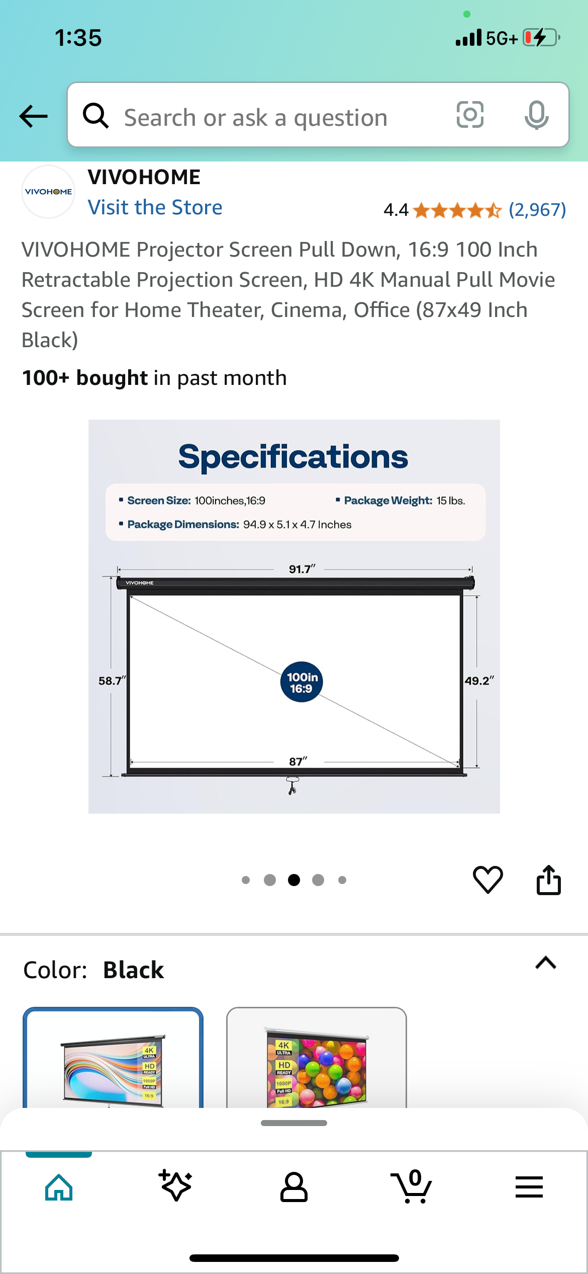 New - 100" Projector Screen (O339)
