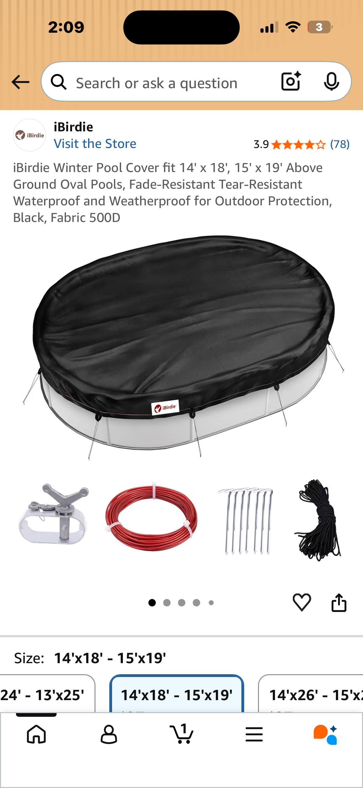 ¡Birdie Winter Pool Cover for Above Ground Oval Pools, Fade-Resistant Tear Resistant Waterproof and Weatherproof, 500D Fabric