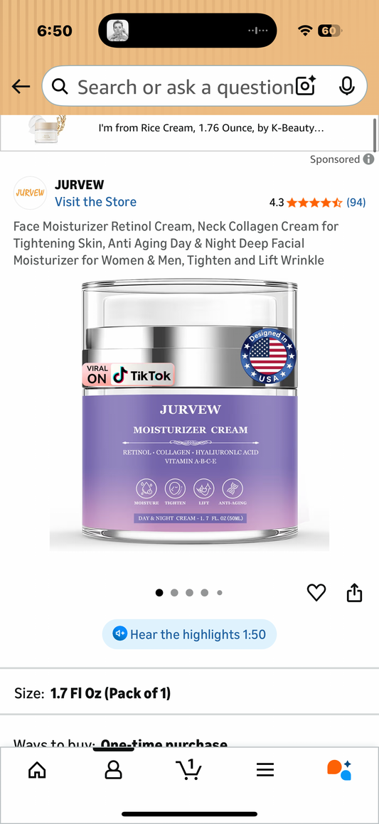 Face Moisturizer Retinol Cream, Neck Collagen Cream for Tightening Skin, Anti Aging Day & Night Deep Facial Moisturizer for Women & Men, Tighten and Lift Wrinkle