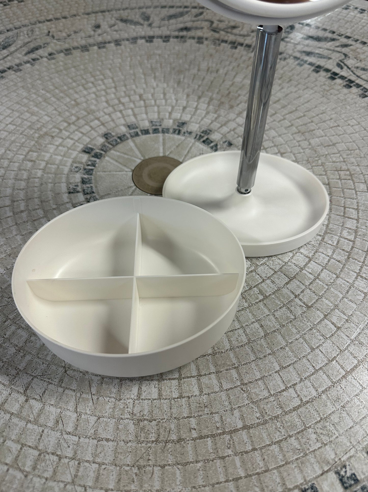 Bathroom & Bedroom Round Makeup Mirror with Stand - Multifunction Base Holder (White) for