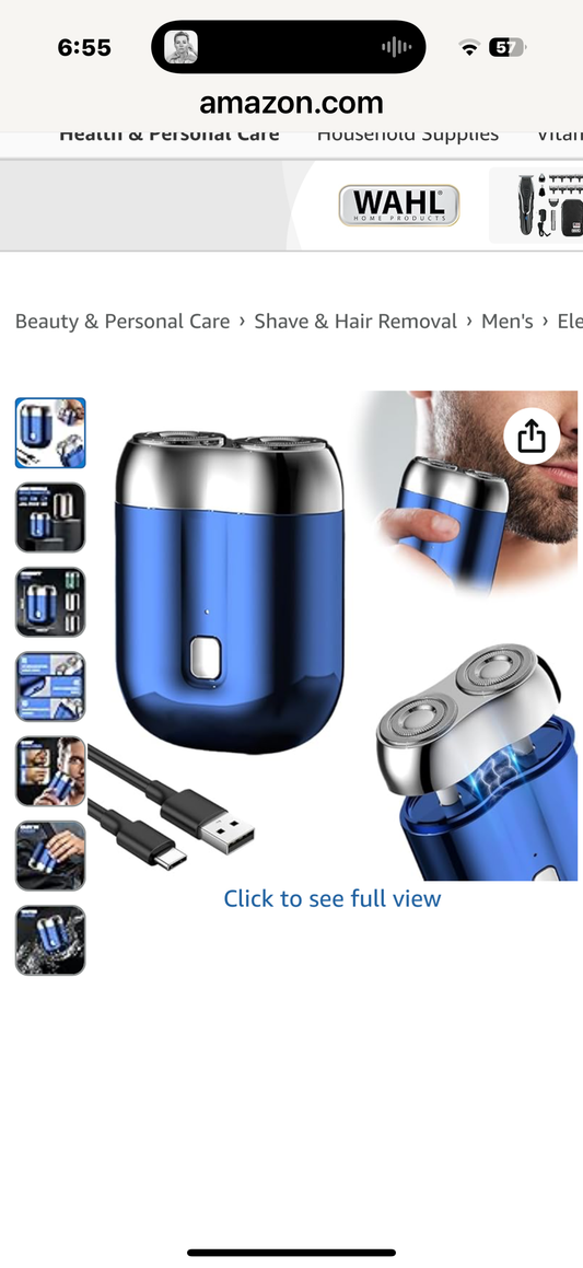 New Model Mini Dual-Head Electric Razor, Upgrade Pocket Shaver, Washable Double Head Razor, USB Rechargeable Waterproof Compact Electric Shaver(Blue)