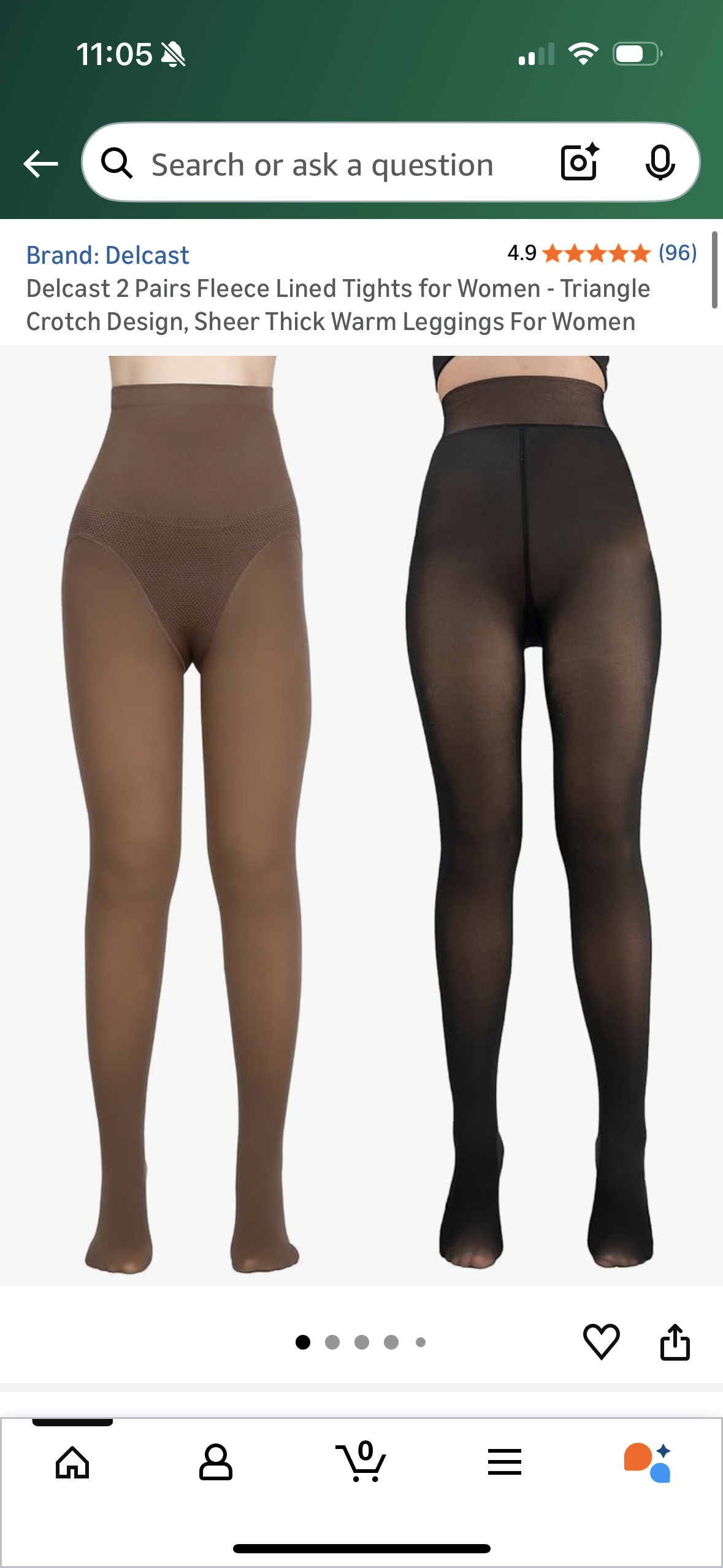 Delcast 2 Pairs Fleece Lined Tights for Women - Triangle Crotch Design, Sheer Thick Warm Leggings For Women (Size Medium)