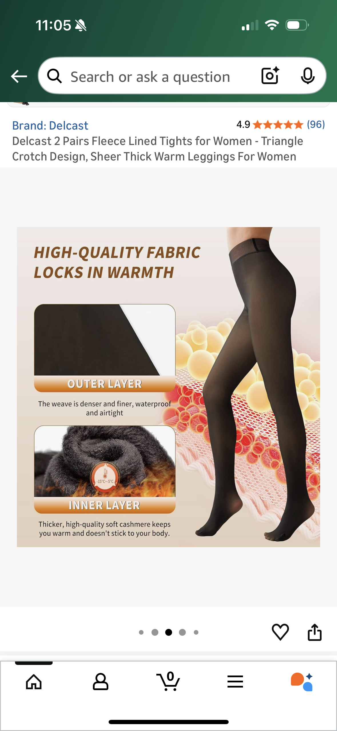 Delcast 2 Pairs Fleece Lined Tights for Women - Triangle Crotch Design, Sheer Thick Warm Leggings For Women (Size Medium)