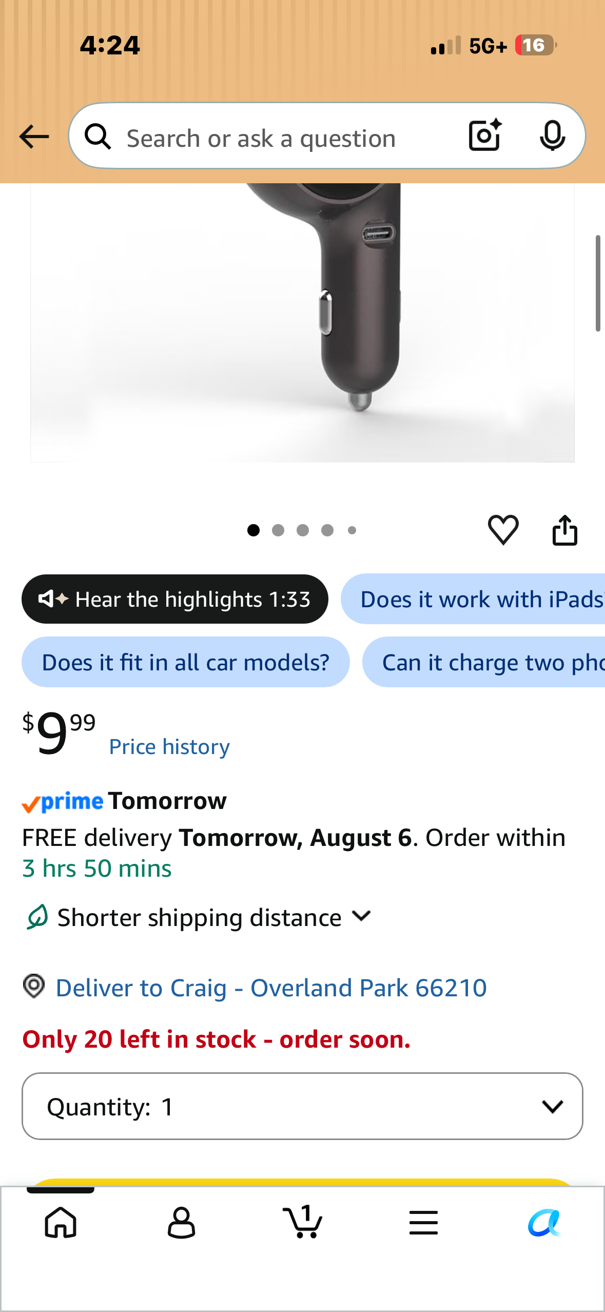 K2 Model 60W Retractable USB-C Car Charger Dual Port Fast Charging Adapter Compact, Travel-Ready Works with iPhone 15, Samsung, iPad, MacBook for Trucks & Cars