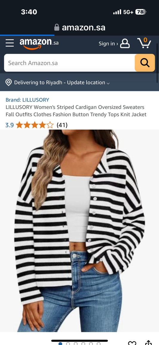 Women's Striped Cardigan Oversized Sweaters Fall Outfits Clothes Fashion Button Trendy Tops Knit Jacket WhiteBlack Medium