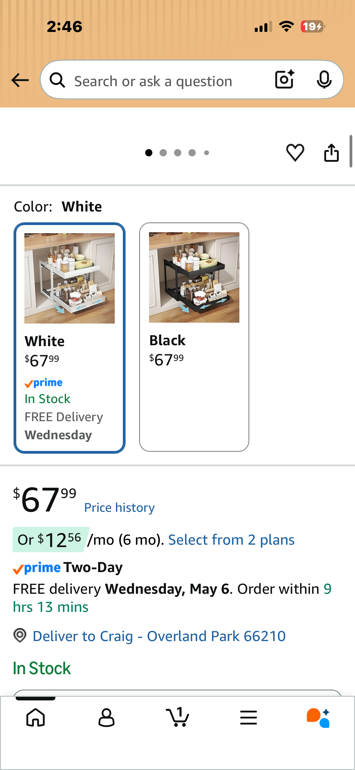 2-Tier Expandable Pull Out Cabinet Organizer - Slide Out Drawers for Kitchen Cabinets, Bathroom Organizers and Storage, Under Sink Organizer for White Metal Frame