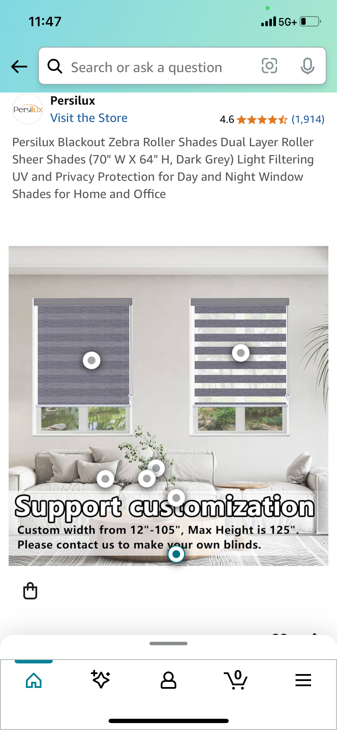 New - Blackout Zebra Blinds 70" x 64" (L790)