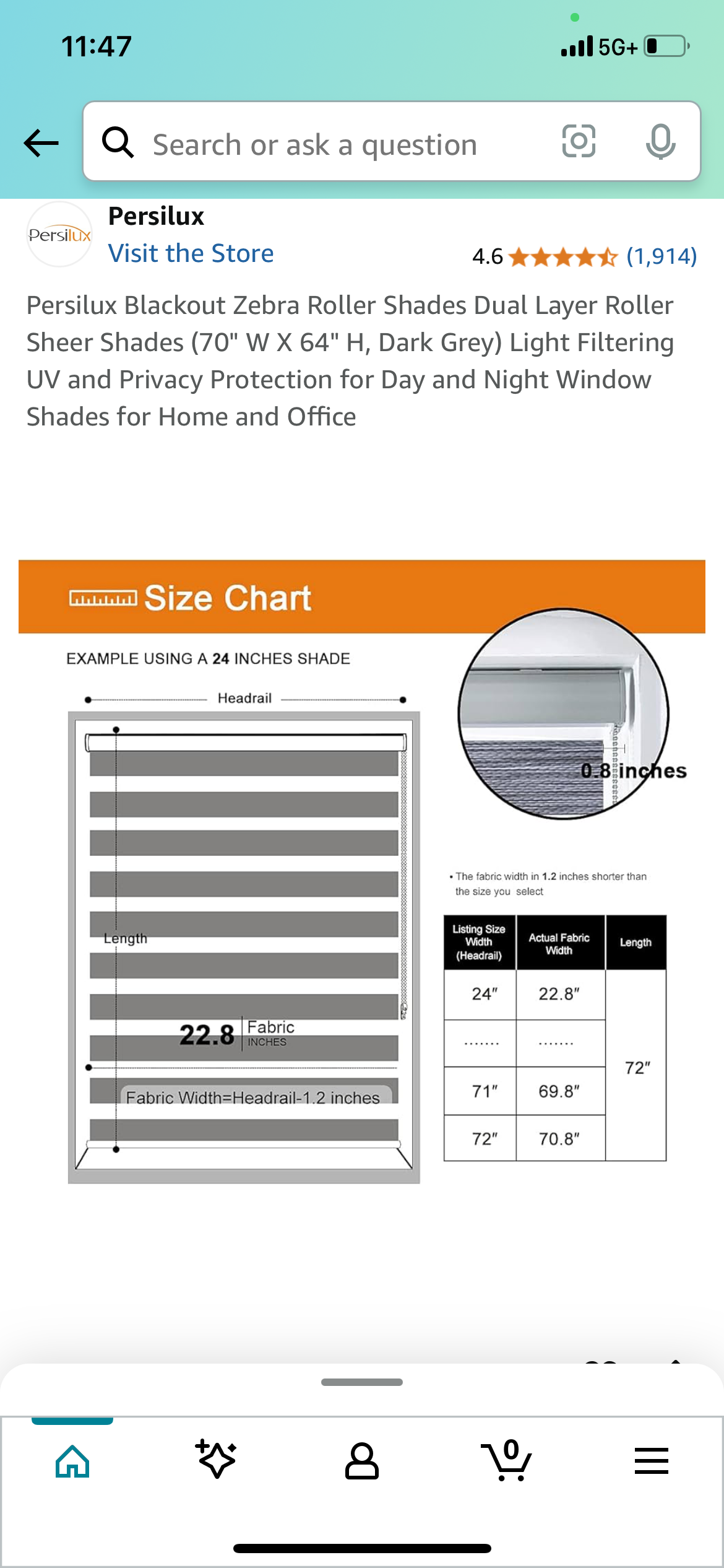 New - Blackout Zebra Blinds 70" x 64" (L790)