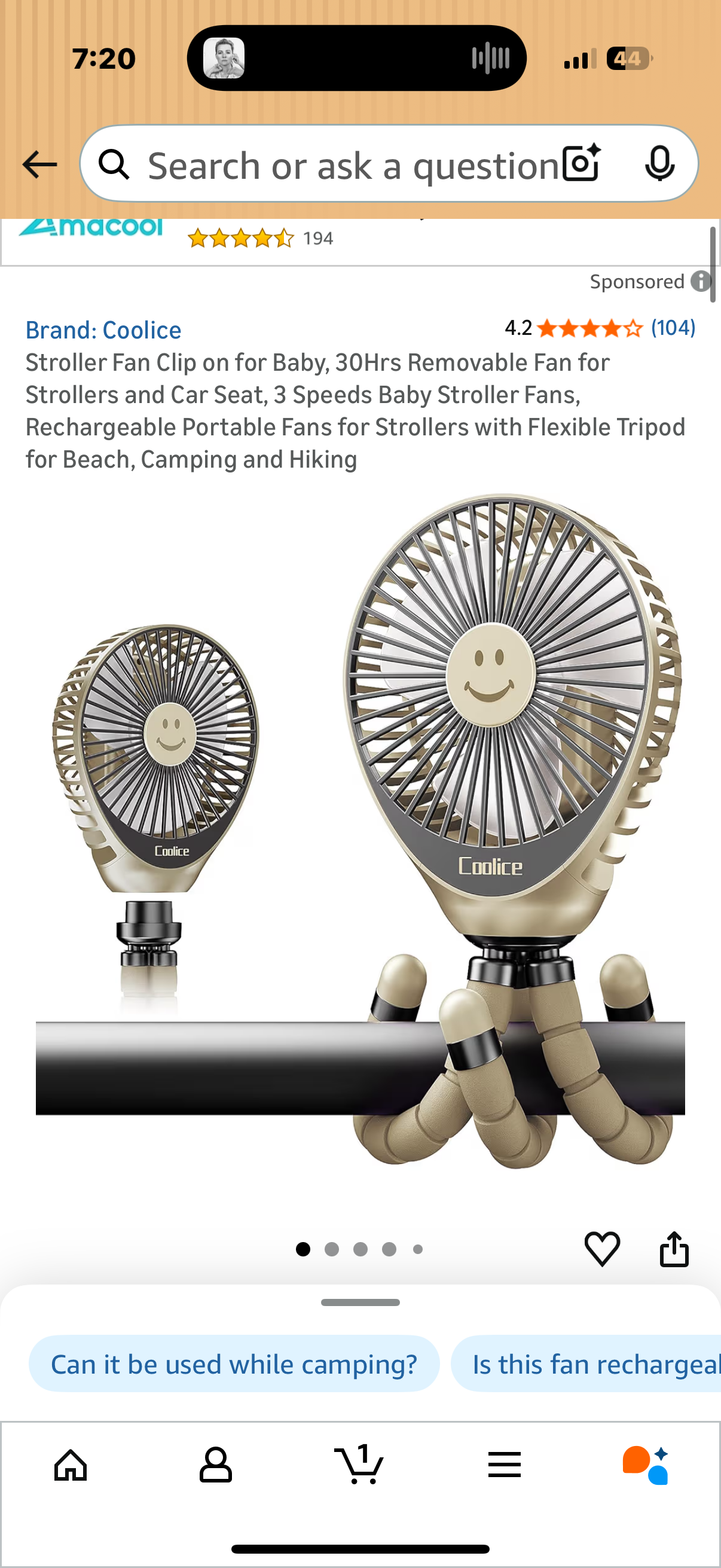 Stroller Fan Clip on for Baby, 30Hrs Removable Fan for Strollers and Car Seat, 3 Speeds Baby Stroller Fans, Rechargeable Portable Fans for Strollers with Flexible Tripod for Beach, Camping and Hiking